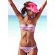 Bügel-Bandeau-Bikini VENICE BEACH Gr. 40, Cup E, rosa (lachs, bedruckt) Damen Bikini-Sets Ocean Blue