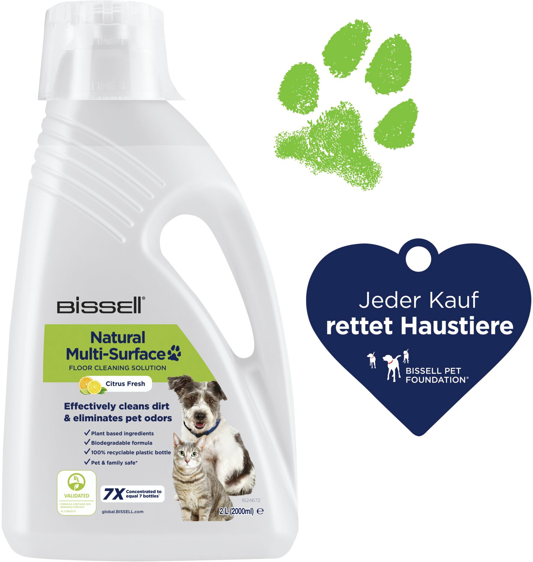 BISSELL Flüssigreiniger "Natural Multi Surface 2L PET", weiß, 2.000ml, Reinigungsmittel Image