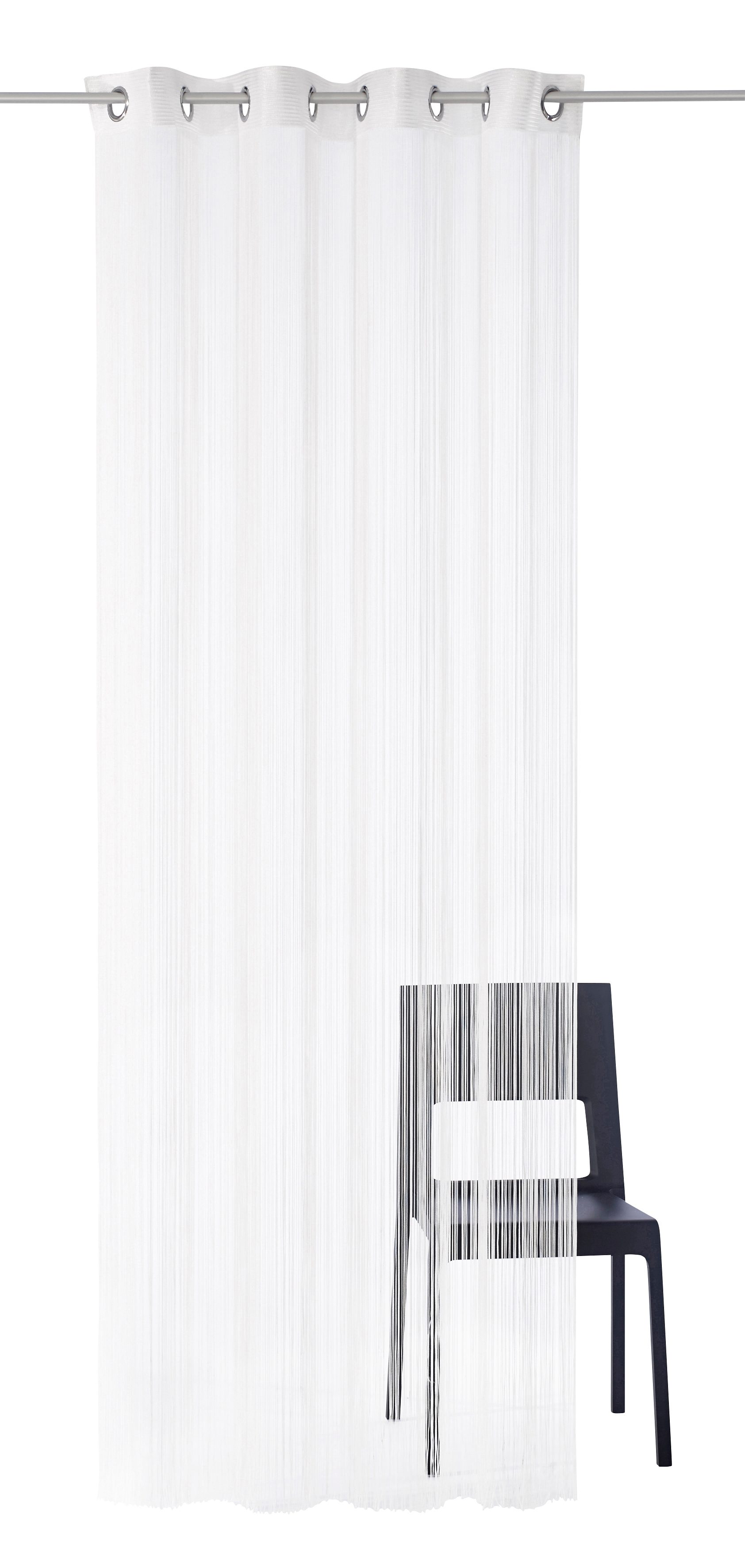 Fadenvorhang WECKBRODT "Leon" Gr. 2, weiß, B:148cm H:240cm, Polyester, Gardinen, Fadengardine, Insektenschutz, transparent, kürzbar, Store