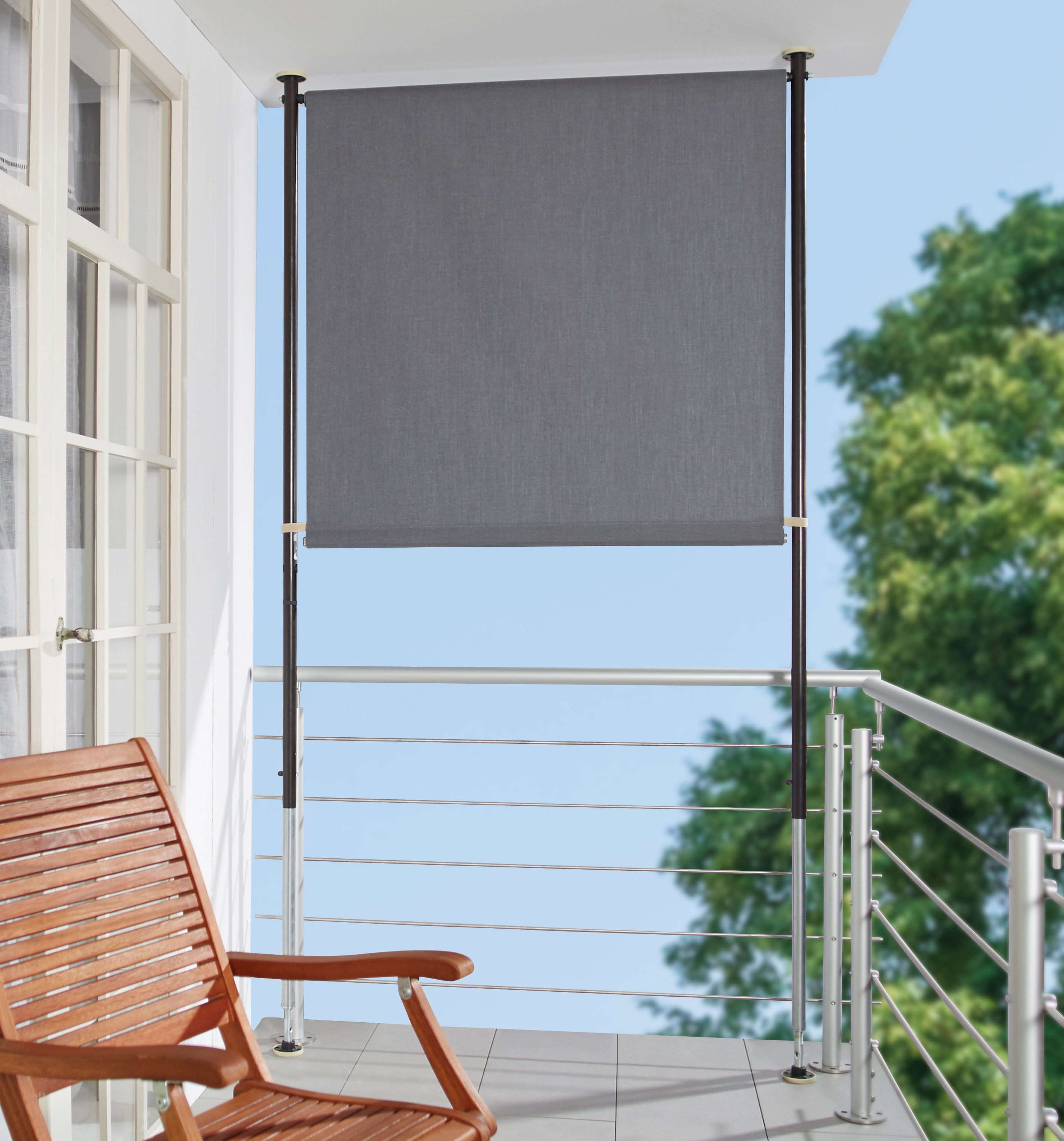 Klemm-Senkrechtmarkise, grau, B:120cm H:275cm, Polyacryl, ANGERER FREIZEITMÖBEL, Markisen, grau, BxH: 120x275 cm