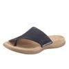 Zehentrenner GABOR, Damen, Gr. 38 (5), blau (nachtblau), Nubukleder, sportlich, Schuhe, Keilabsatz, Sommerschuh, Dianette mit kontrastfarbiger Stickerei, Topseller