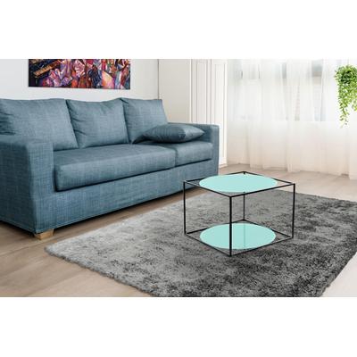 Beistelltisch KAYOOM "Cody, Beistelltisch in Würfelform, offenes, modernes Design", grün (grün, schwarz), B:50cm H:36cm T:50cm, Metall: Eisen, Glas, Tische, moderne Kubusform mit runden Ablageflächen aus Glas Image