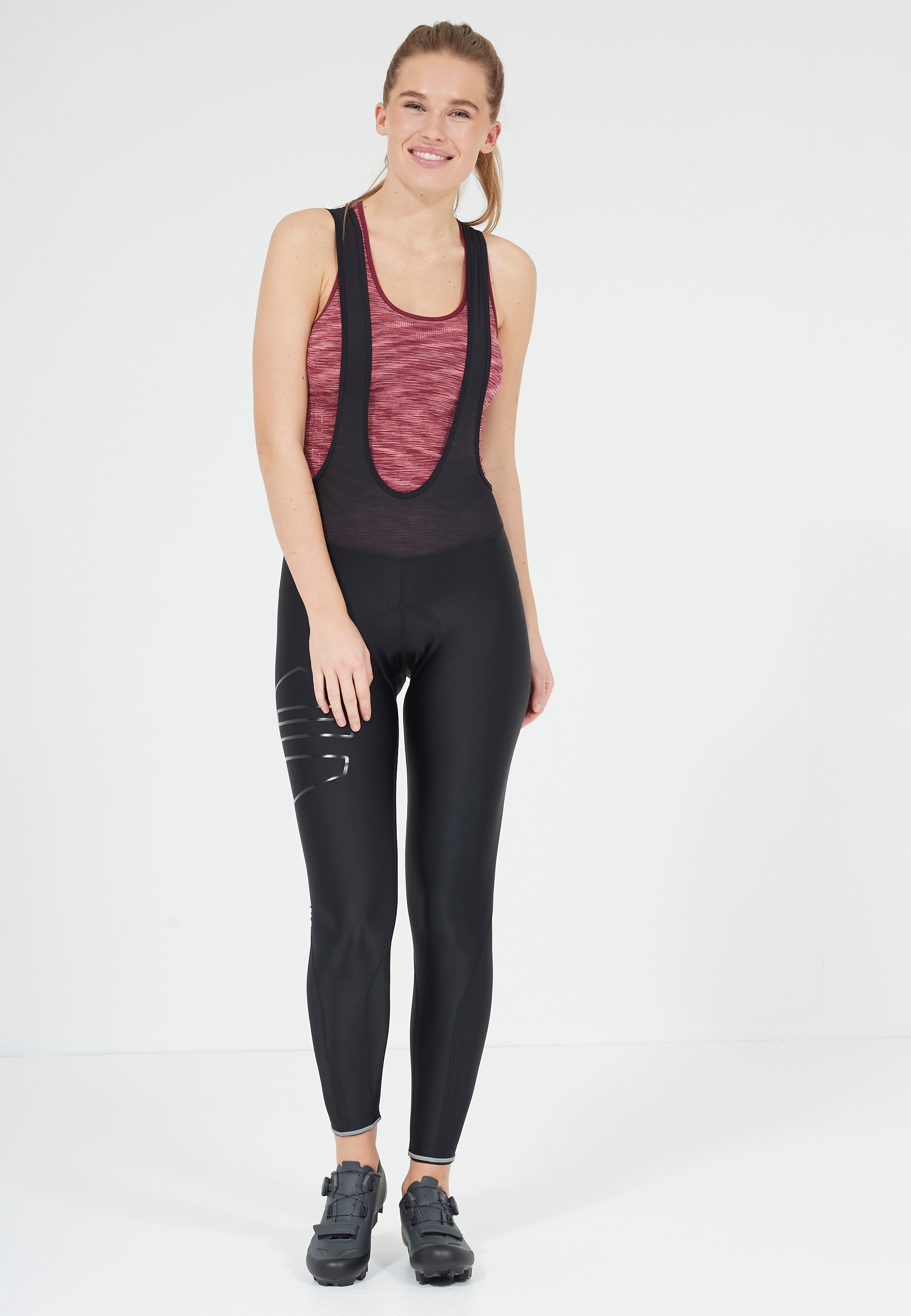 Radhose ENDURANCE "Jayne Long", Damen, Gr. 38, EURO-Größen, schwarz, 72% Polyamid, 28% Elasthan, bedruckt, unifarben, lang, Hosen, mit extra weichem Polster Image