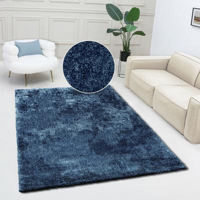 Teppich BRUNO BANANI "Dana Teppich, besonders weich und kuschelig, Kundenliebling" Gr. 4, blau, B:160cm H:30mm L:230cm, Kunstfaser, Teppiche, uni, Mikrofaser Teppiche, Wohnzimmer, Schlafzimmer, Esszimmer, Topseller Image
