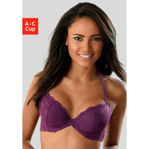 Push-up-BH VIVANCE Gr. 75, Cup C, lila Damen BHs BH Hochzeitsdessous Hochzeitswäsche Push-up-BH Spitzen-BH Spitzenwäsche Spitzen-BHs mit 2 Tragevarianten, Dessous