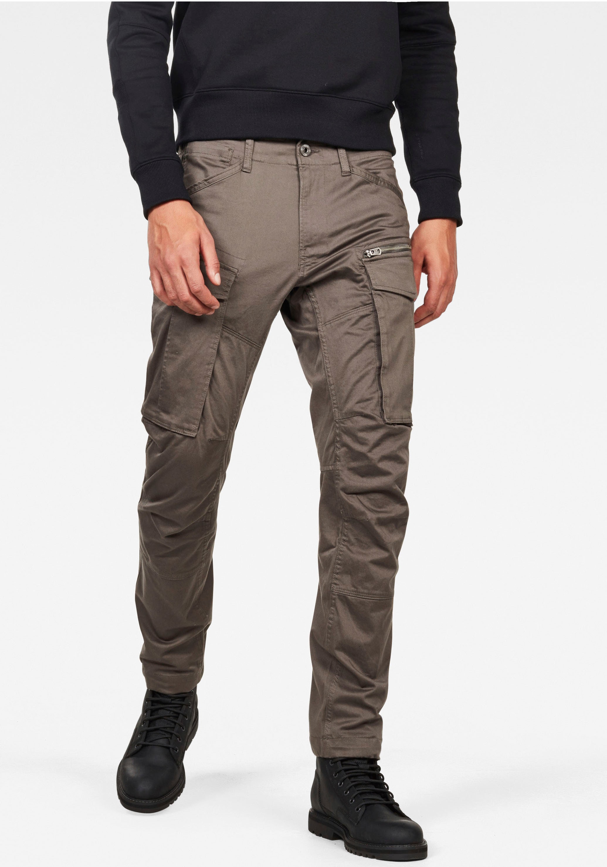 Cargohose G-STAR "Rovic Zip 3D Tapered Pant", Herren, Gr. 31, Länge 34, grau, Web, Obermaterial: 97% Baumwolle, 3% Elasthan, unifarben, normal lang, Hosen Cargohose, Tapered Fit