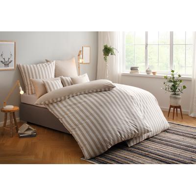 Wendebettwäsche ANDAS "Greta", beige, B/L: 135cm x 200cm, , Renforcé, B/L: 80cm x 40cm, Renforcu00e9, Obermaterial: 100% Baumwolle, Bettwäsche, Bettwäsche mit Streifen in verschiedenen Qualitäten, ab 135x200 cm Image