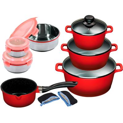 Topf-Set KING "ALUGUSS", rot, Töpfe, Keramikantihaftbeschichtung, Induktion