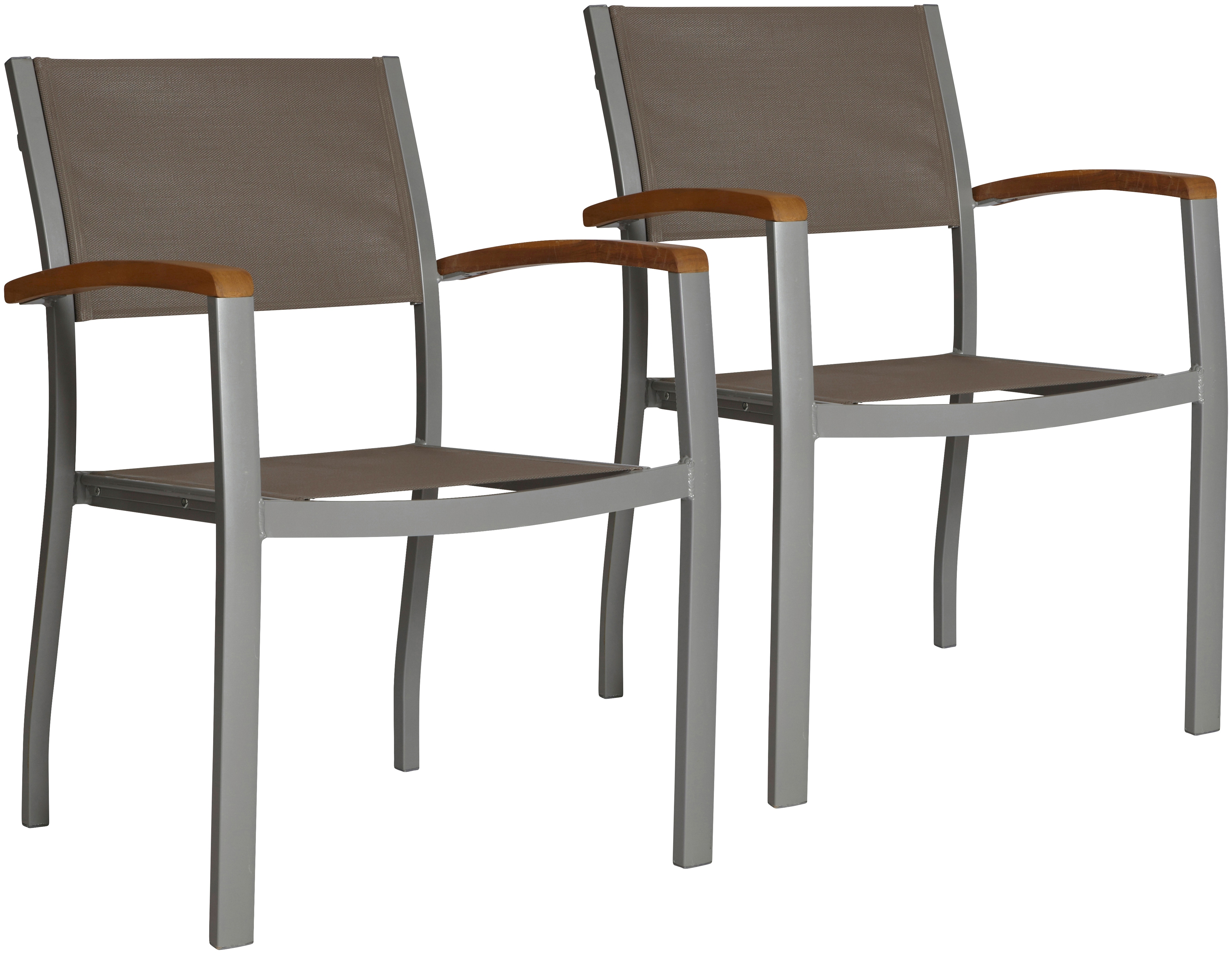 Gartenstuhl MERXX "Monaco", grau, B:59cm H:85cm T:56cm, Obermaterial: 100% Polyester, Stühle, Gartenstuhl, Armstützen aus Akazie, stapelbar