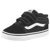 Sneaker VANS "Ward Mid V", Gr. 26, schwarz-weiß (schwarz, weiß), Textil, Leder, unifarben mit Farbeinsatz, sportlich, Schuhe Klettschuh Sneaker low, für Kinder mit Klettverschluss