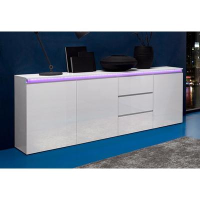 Sideboard INOSIGN "Magic, Kommode, Schrank, Kredenz", weiß (weiß hochglanz), B:200cm H:80cm T:40cm, FSC-zertifizierter Holzwerkstoff, Sideboards, mit 3 Türen und 3 Schubkästen Hochglanz lackiert (B/T/H) 200x40x80 cm Image