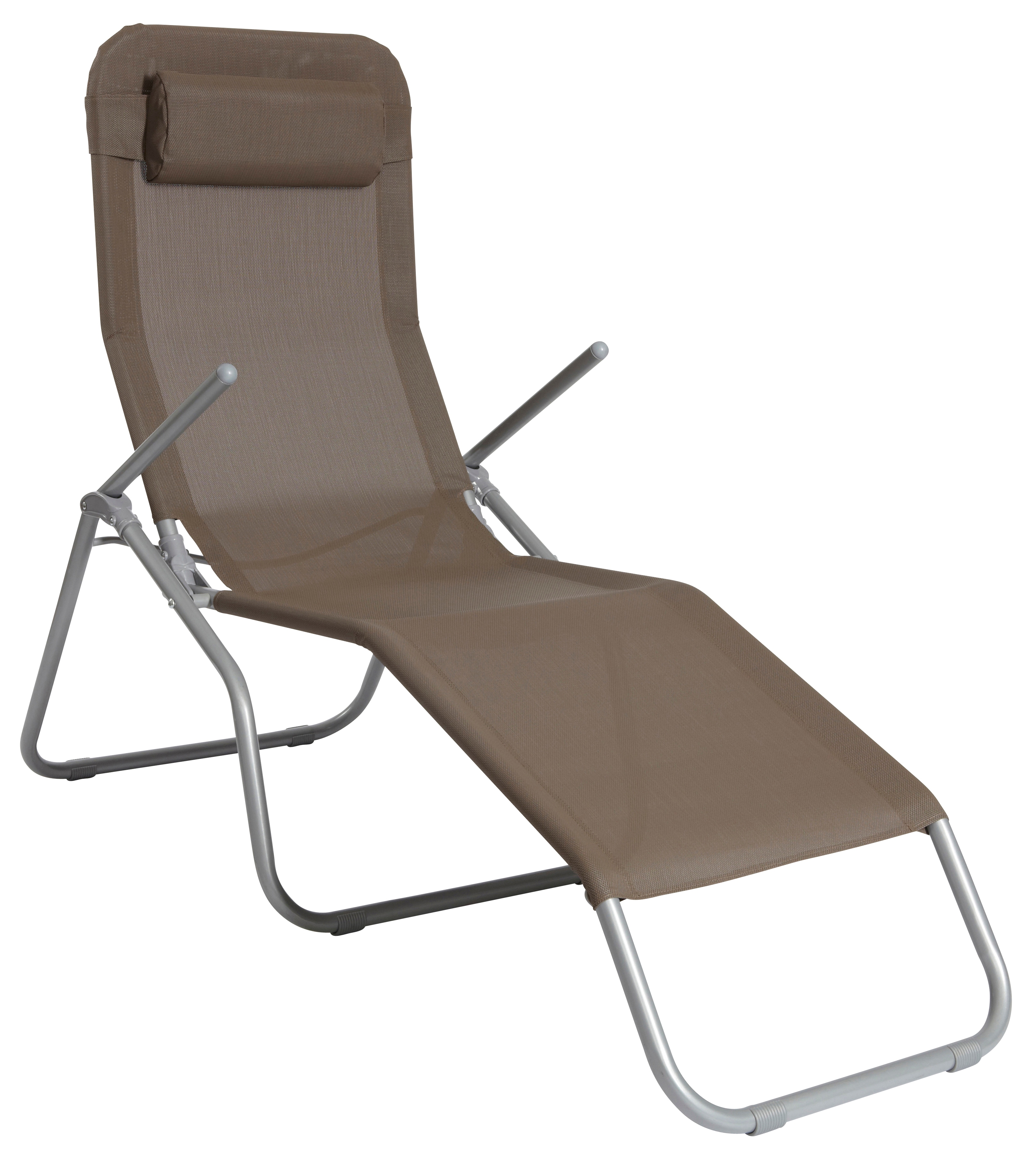 Gartenliege MERXX "XXL", grau (silberfarben, fläche: taupe), Obermaterial: 100% Polyester, Gartenliegen, Stahl/Textil, inkl. Kopfkissen