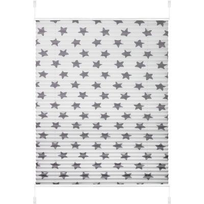 Plissee LÜTTENHÜTT "Stern" Gr. 7, grau, B:90cm H:130cm, Obermaterial: 100% Polyester, Plissees, im Fixmaß, mit Sternen bedruckt Image