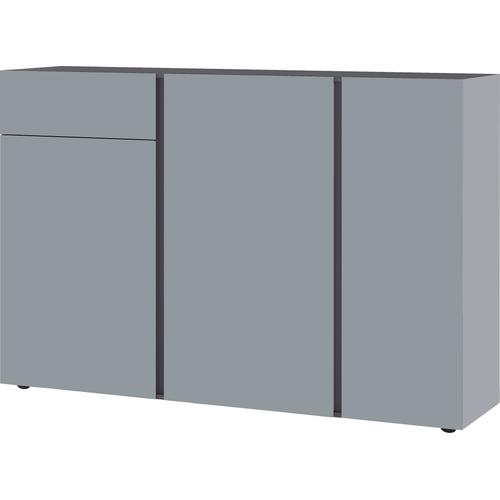 „Sideboard GERMANIA „“Mesa““ Sideboards Gr. B/H/T: 152 cm x 103 cm x 43 cm, 1, grau (graphit, silbergrau) Sideboards Breite 152 cm mit Glasfronten“