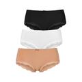 Panty LASCANA Gr. 32/34, 3 St., schwarz (beige, weiß, schwarz) Damen Unterhosen Spar-Sets