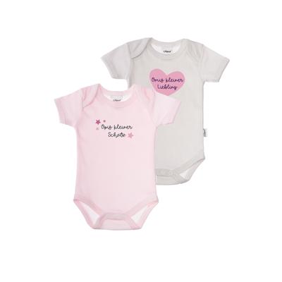 Body LILIPUT "Opis kleiner Schatz", Baby, Gr. 44, EURO-Größen, rosa (rosa, grau), 100% Baumwolle, bedruckt, normal, Rundhals, Kurzarm, Bodies, mit praktischen Druckknöpfen