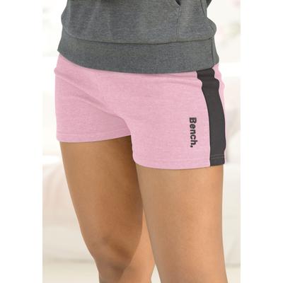 Relaxshorts BENCH. LOUNGEWEAR, Damen, Gr. 44/46, N-Gr, rosa (rosa, schwarz), Jersey, Interlock, Obermaterial: 60% Baumwolle, 40% Polyester, unifarben mit Farbeinsatz, sportlich, bequem kurz, Hosen, mit Seitenstreifen, Loungewear Image