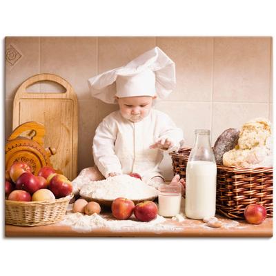 Wandbild ARTLAND "Küche Junge Kind Backen", braun (farbe bild(er): braun), B:40cm H:30cm, Bilder, als Alubild, Outdoorbild, Leinwandbild, Poster, Wandaufkleber Image