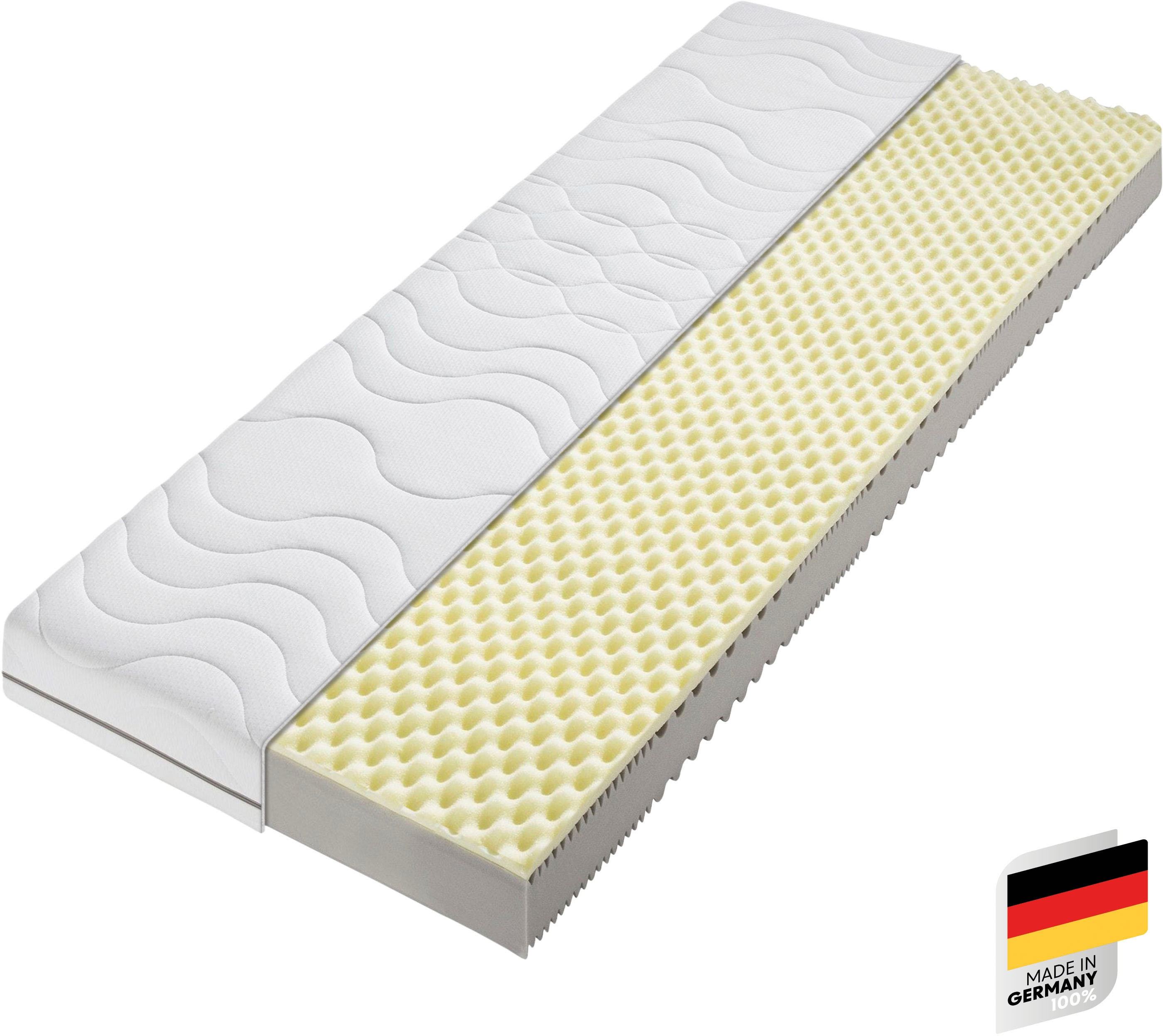 Visco-Matratze BECO "Nightstyle Visko Matratze 90x200, 100x200, 140x200 cm", weiß, B:160cm H:17cm L:200cm, Bezug: 100% Polyester. Steppfüllung: 100% Polyester, Matratzen, Matratze, 90x200 cm (H3) von Stiftung Warentest getestet Image