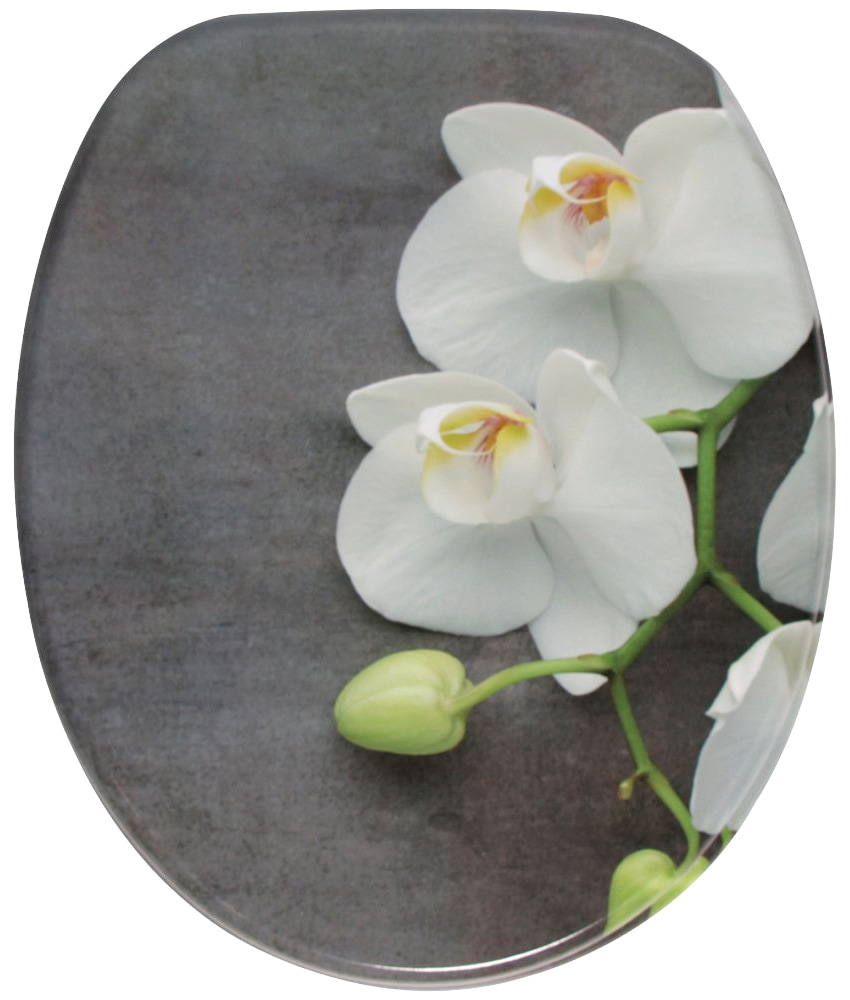 WC-Sitz SANILO "Pretty", grau (grau, weiß), B:37,5cm L:47cm, MDF - Mitteldichte Holzfaserplatte, WC-Sitze, mit Absenkautomatik