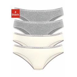 Slip LASCANA Gr. 44/46, 4 St., grau (grau, meliert, creme) Damen Unterhosen Klassische Slips
