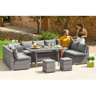 Gartenlounge-Set KONIFERA "Kalamos", grau, Polyrattan, Sitzmöbel-Sets, Gartenmöbel-Set, Polyrattan, Aluminium, 10 Personen, individuell aufstellbar, Topseller Image