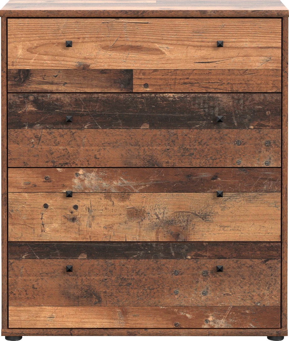 Kommode FORTE "Tempra", braun (old wood vintage), B:73,7cm H:85,5cm T:34,8cm, Dekorfolie, FSC-zertifizierter Holzwerkstoff, Sideboards, Kommode, Breite 73,7 cm