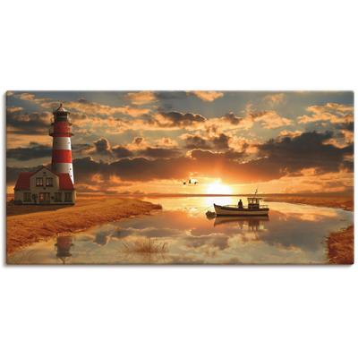 Wandbild ARTLAND "Maritime Idylle beim Leuchtturm", orange (farbe bild(er): orange), B:60cm H:30cm, Canvas, Leinwand, Bilder, als Leinwandbild, Poster, Wandaufkleber in verschied. Größen Image