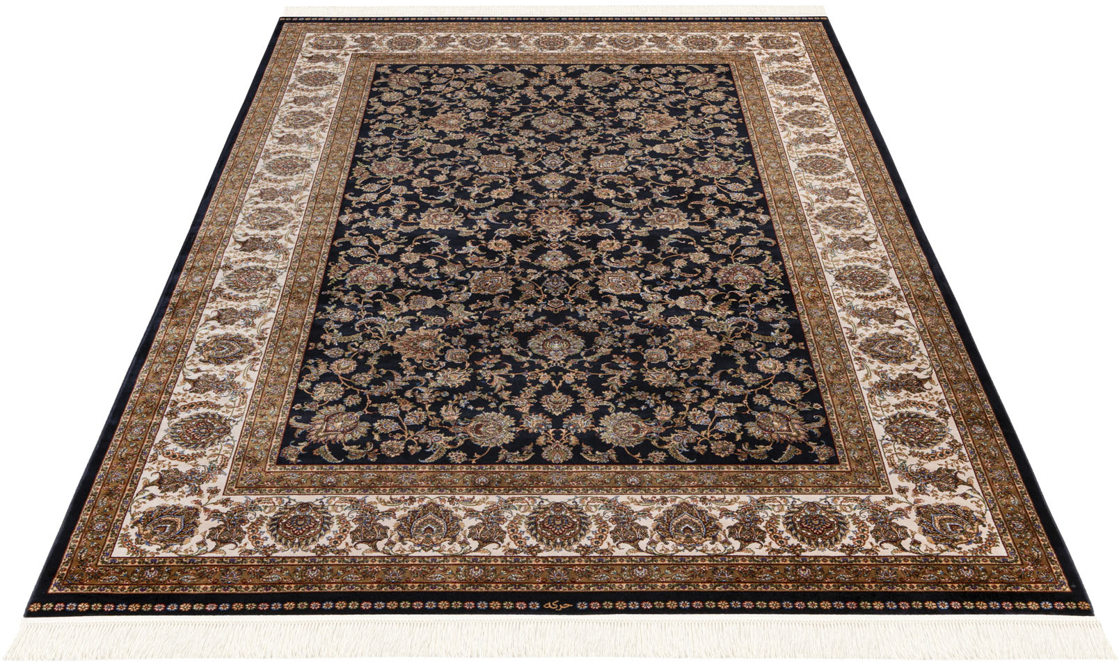 Teppich OBSESSION "My Babylon of Obsession 300", blau, B:140cm H:8mm L:200cm, Viskose, Teppiche, Fransenteppich, Kurzflor, Orient-Optik, mit Fransen, besonders hohe Knotendichte Image