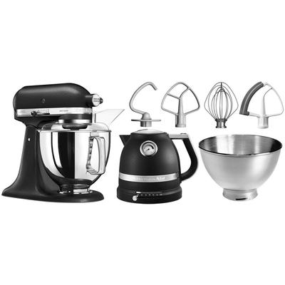 KITCHENAID Küchenmaschine "5KSM175PSEBK GUSSEISEN SCHWARZ", schwarz (gusseisen schwarz), B:22,1cm H:35cm T:35,8cm, Küchenmaschinen, Gratis Wasserkocher, 2. Schüssel, Flexirührer (Wert ca. 347,-UVP)