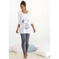 Pyjama PEANUTS Gr. 48/50, grau (ecru, anthrazit) Damen Homewear-Sets Pyjamas