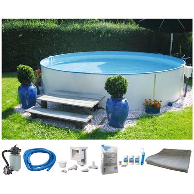 Rundpool MY POOL BWT "PREMIUM inkl. umfangreichem Zubehör", weiß, H:120cm Ø:350cm, Schwimmbecken, Höhe 120 cm, in verschiedenen Größen erhältlich