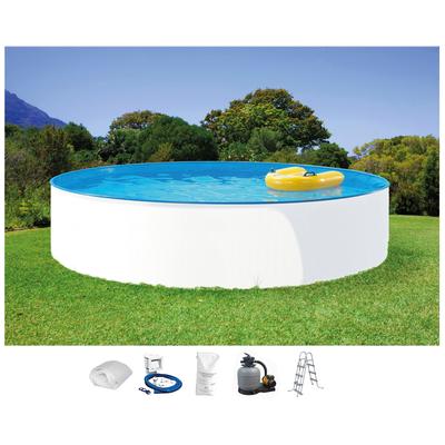 Rundpool CLEAR POOL "MIAMI", weiß, H:90cm Ø:460cm, Schwimmbecken, 6-tlg. in versch. Größen