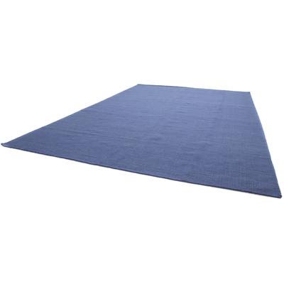 Wollteppich MORGENLAND "KELIM FANCY UNI", blau, B:70cm H:7mm L:140cm, Wolle, Teppiche, reine Wolle, Wendbar, Einfarbig, Uni, Wohnzimmer Image