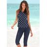 Bade-Shirt LASCANA Gr. 36/38, N-Gr, blau (marine-weiß) Damen Bikini-Oberteile mit integrierten Softcups