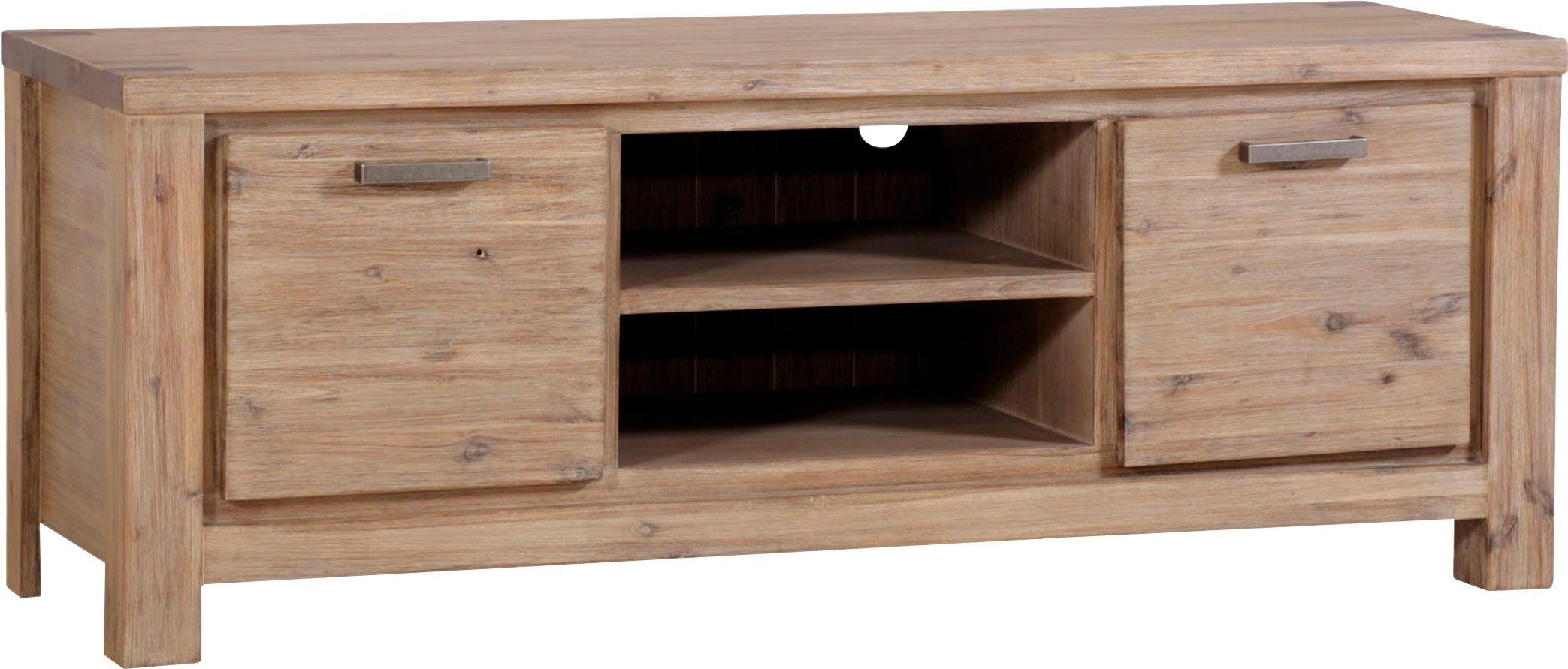 TV-Board GUTMANN FACTORY, beige (sandfarben), B:160cm H:61cm T:54cm, Holz teilmassiv, Sideboards, aus Massivholz Akazie, Breite 160 cm