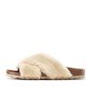 Pantolette LASCANA "Hausschuh, Mule, Sandale, offener Schuh", Damen, Gr. 37, beige, Obermaterial: 100% Synthetik. Futter: 100% Lederimitat. Decksohle: 100% Rindsleder. Laufsohle: 100% Synthetik, Fellimitat, casual, Schuhe, mit Korkfußbett und...