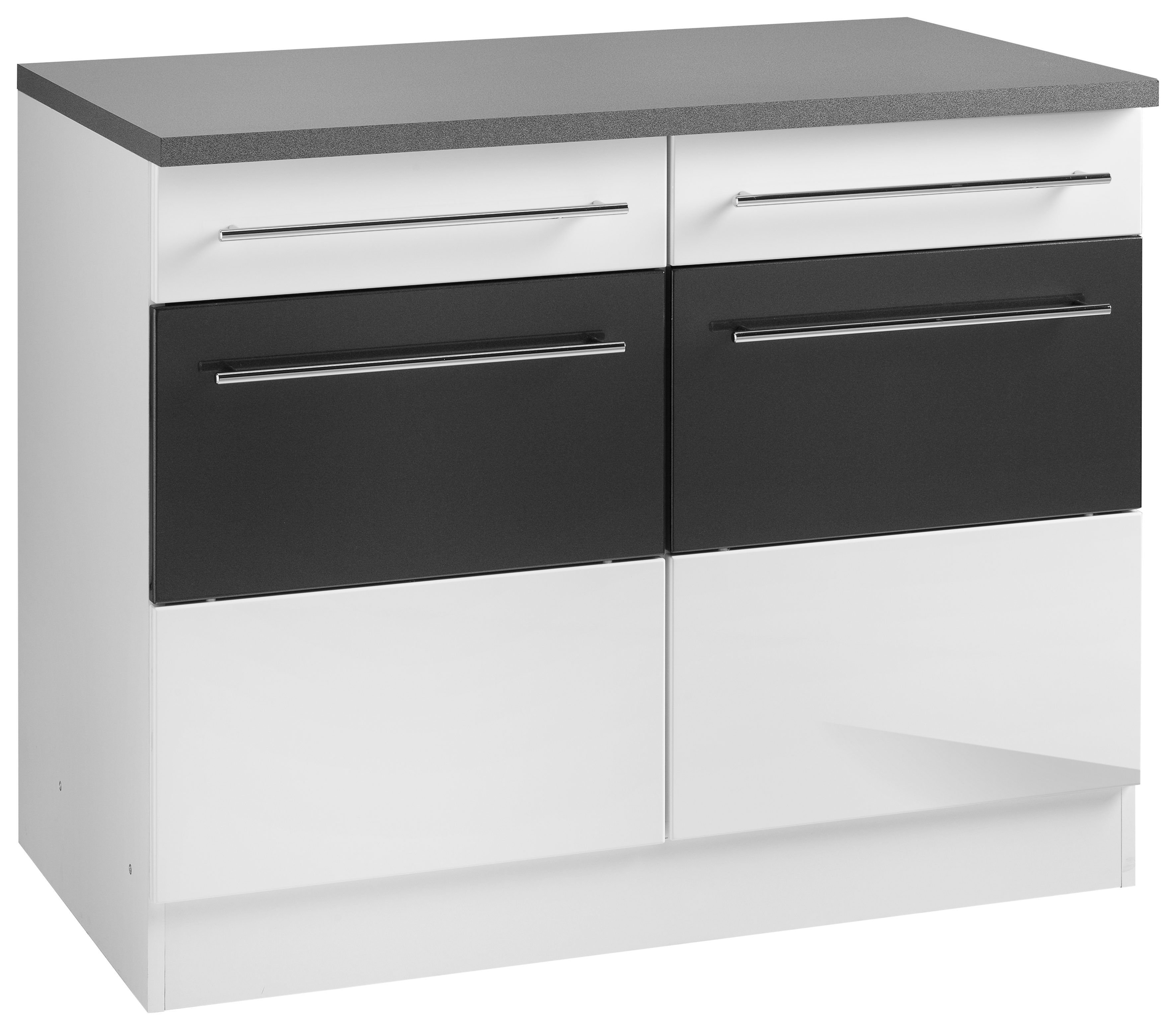 Unterschrank KOCHSTATION "KS-Trient", grau (weiß, anthrazit hochglanz), B:100cm H:85cm T:60cm, Schränke, Unterschrank, 100 cm breit
