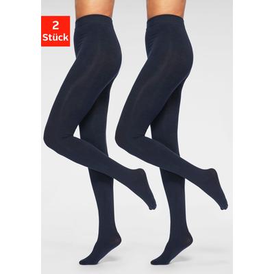 Thermostrumpfhose LAVANA, Damen, Gr. L (44/46), blau (marine), Obermaterial: 66% Baumwolle, 30% Polyester, 4% Elasthan, glattgestrickt, uni, elastisch, Strumpfhosen, mit angerauter Innenseite Image