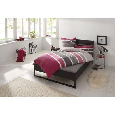 Bettwäsche TOM TAILOR HOME "Felix in Gr. 135x200 oder 155x220 cm", lila (beere, grau), B/L: 135cm x 200cm, , Renforcé, B/L: 80cm x 80cm, Renforcu00e9, Obermaterial: 100% Baumwolle, Bettwäsche, mit GRATIS-Zugabe: Gästehandtuch (100% Baumwolle), mit... Image