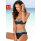 Bandeau-Bikini-Top LASCANA "Monroe" Gr. 36, Cup D, bunt (marine, türkis) Damen Bikini-Oberteile Ocean Blue