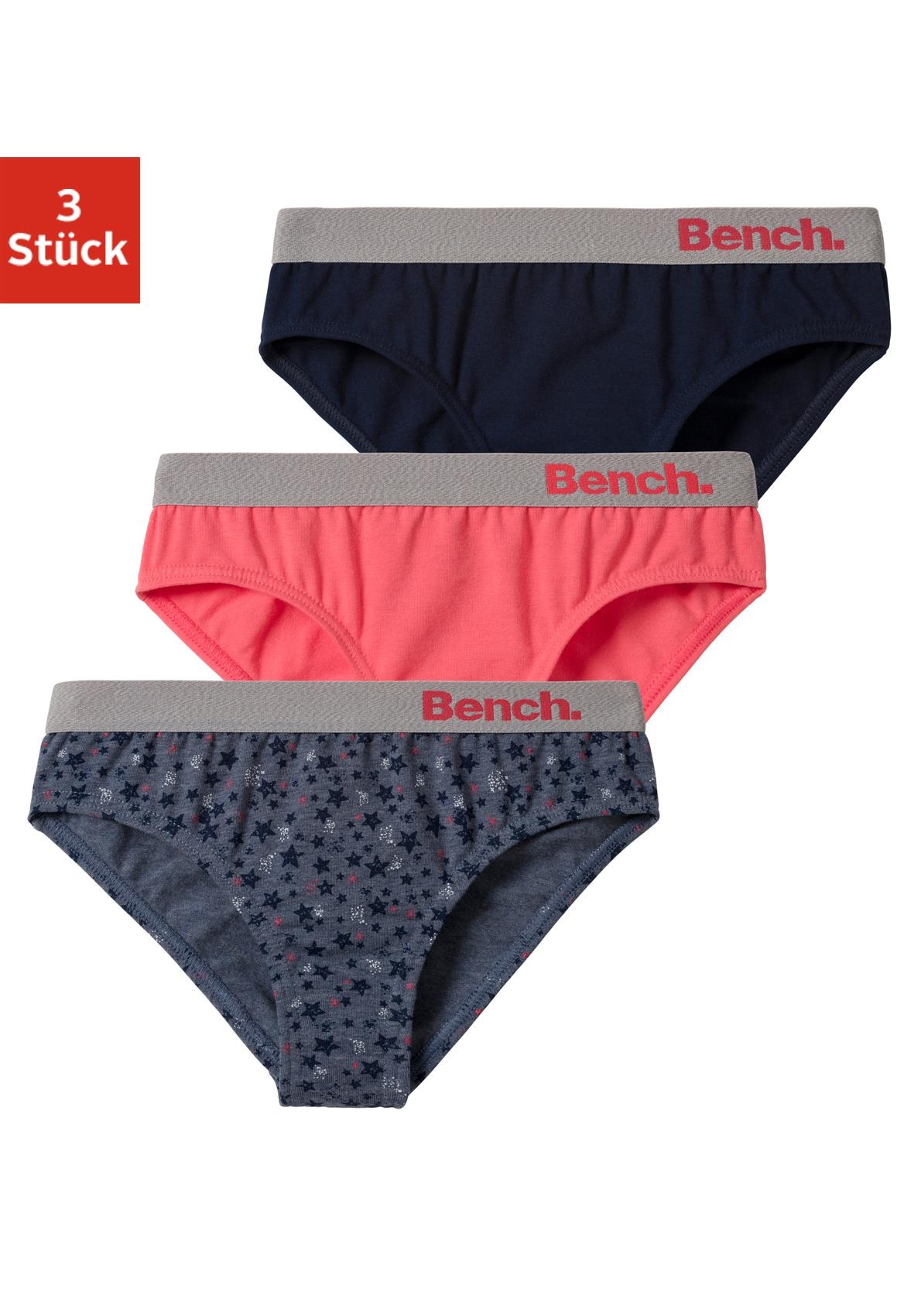 Slip BENCH., Kinder, Gr. 146/152, bunt (koralle, blau, meliert, bedruckt, navy), Jersey, Obermaterial: 92% Baumwolle, 8% Elasthan (LYCRA), gemustert, unifarben, körpernah, Unterhosen, mit Sternen Print und unifarben Image