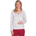 Schlafanzug TRIGEMA "TRIGEMA Langarmshirt mit Katzenmotiv" Gr. XL, weiß Damen Homewear-Sets Pyjamas