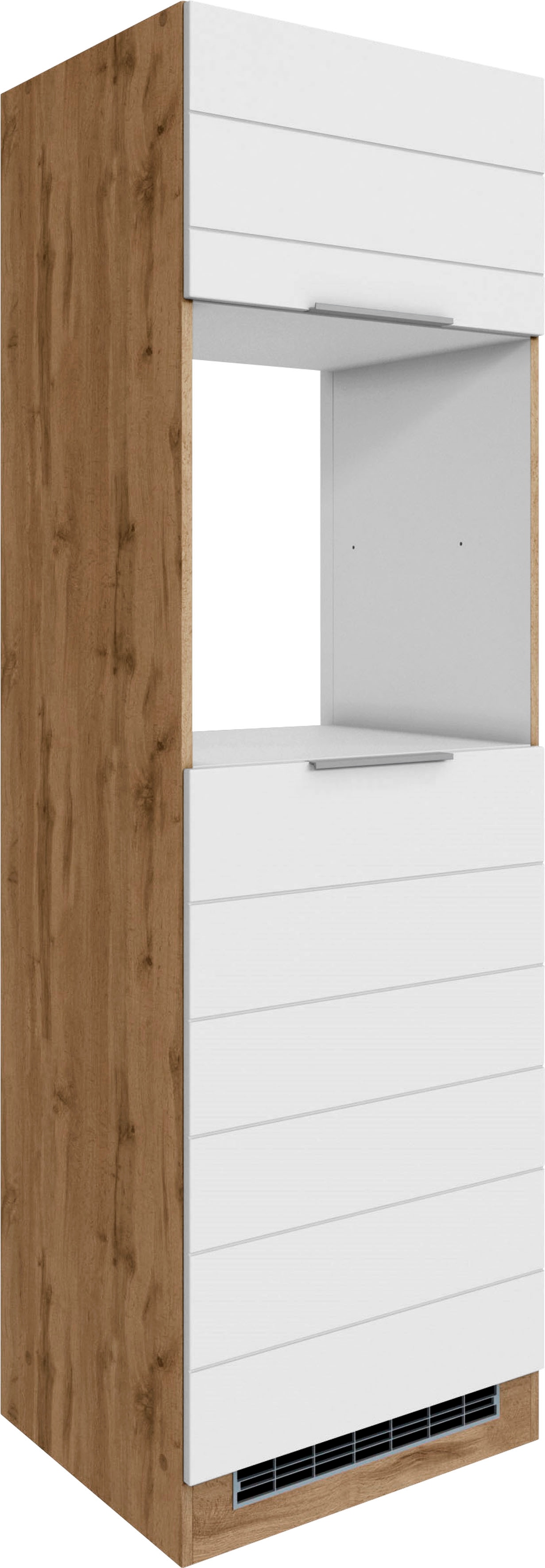 Backofen/Kühlumbauschrank KOCHSTATION "KS-Luhe", weiß (weiß matt, wotaneiche), B:60cm H:200cm T:60cm, MDF, Schränke, Backofenumbauschrank Kühlschrankumbauschrank, 60 cm breit, hochwertige MDF-Fronten mit waagerechter Lisene Image