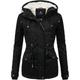 Winterjacke MARIKOO "Manolya" Gr. XL (42), schwarz Damen Jacken Lange stylischer Kurzmantel mit weichem Teddyfell-Futter
