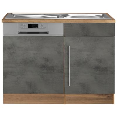 Spülenschrank KOCHSTATION "KS-Samos", grau (beton oxid, wotaneichefarben), B:110cm H:85cm T:60cm, Schränke, 110 cm breit, inkl. Tür/Sockel für Geschirrspüler Image