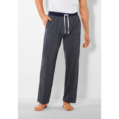 Schlafhose H.I.S, Herren, Gr. 44/46 (S), N-Gr, blau (blau, meliert), Jersey, Obermaterial: 65% Baumwolle, 35% Polyester. Hosenbund: 100% Baumwolle, unifarben, Basic, lang, Hosen Schlafhose Pyjamahose, mit kontrastfarbigem Bund Image