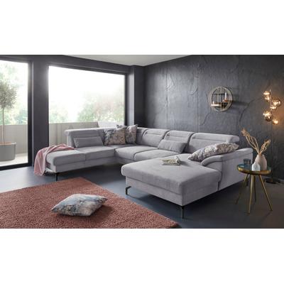 Wohnlandschaft SIT & MORE "Percy U-Form", silber, B:343cm H:80cm T:235cm, Sofas, 15 cm Fußhöhe, Sitztiefenverstellung, wahlweise in 2 Fußfarben Image