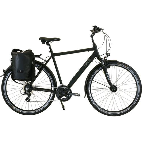 „Trekkingrad HAWK BIKES „“HAWK Trekking Gent Premium Plus Black““ Fahrräder Gr. 52 cm, 28 Zoll (71,12 cm), schwarz Trekkingräder“