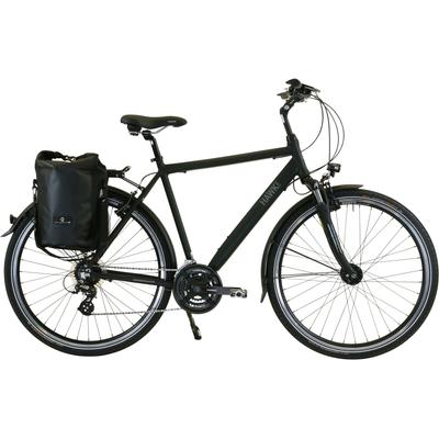 Trekkingrad HAWK BIKES "Trekking Gent Premium Plus Black" Gr. 57, schwarz, Fahrräder, 57cm, 28 Zoll (71,12cm), für Herren